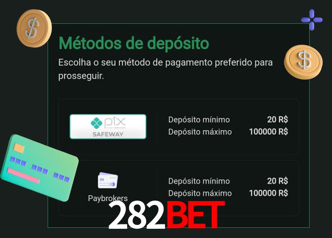 O cassino 282Bet oferece uma grande variedade de métodos de pagamento